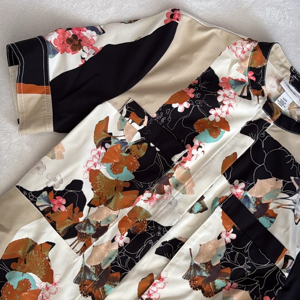 3.1 Phillip Lim x Target | Zip Front Woven Shirt Dress Paper Floral Print (M) - Picture 4 of 16